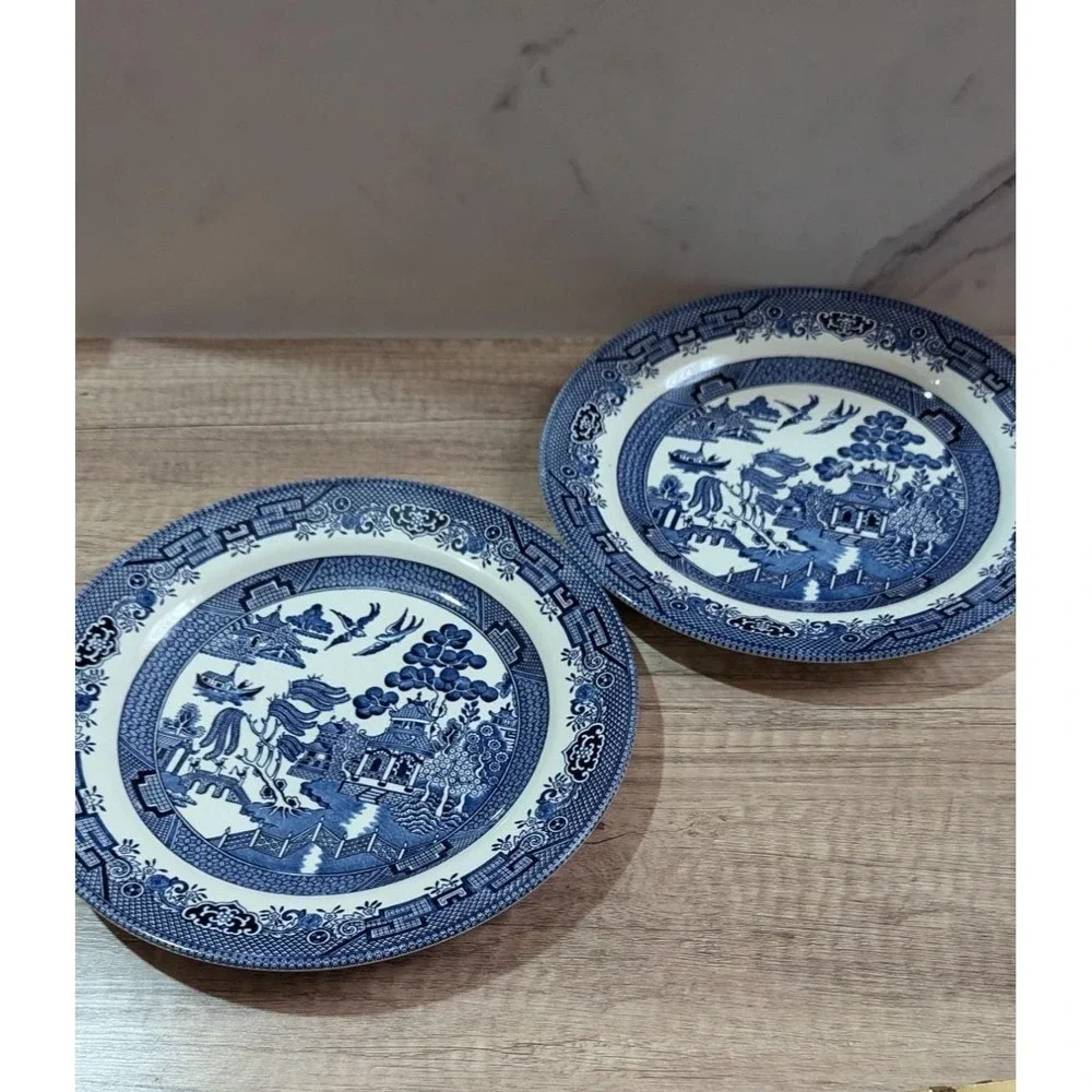 Churchill Willow Blue 10.25-Inch Dinner Plates Set Of 2 Made‎ In England